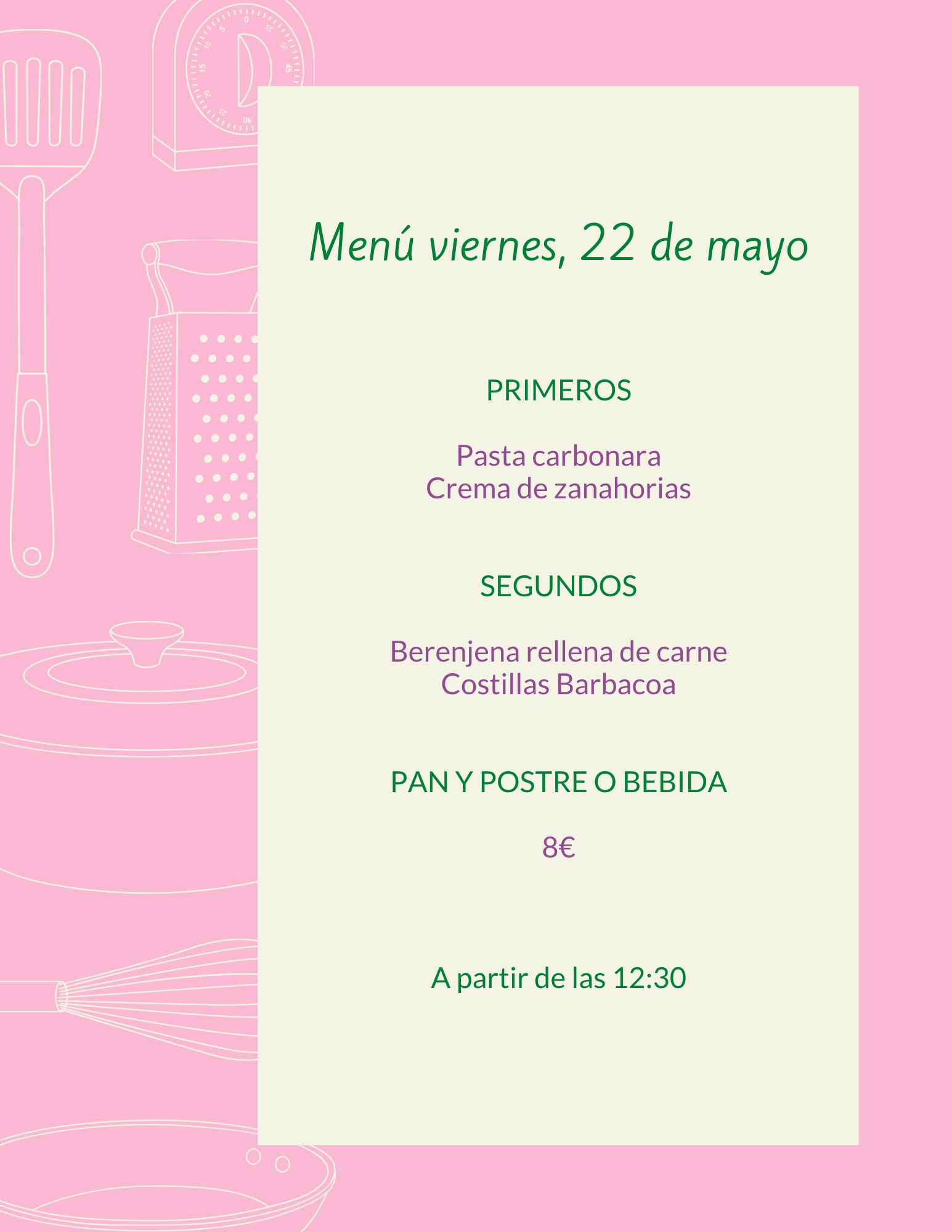 Purple Kitchen Tools Illustration School Lunch Menu (1)